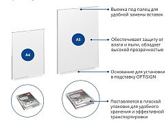 Карман подставки под меню OPTISIGN — это элемент конструкции, для размещения информационных материалов формата А4 и А5